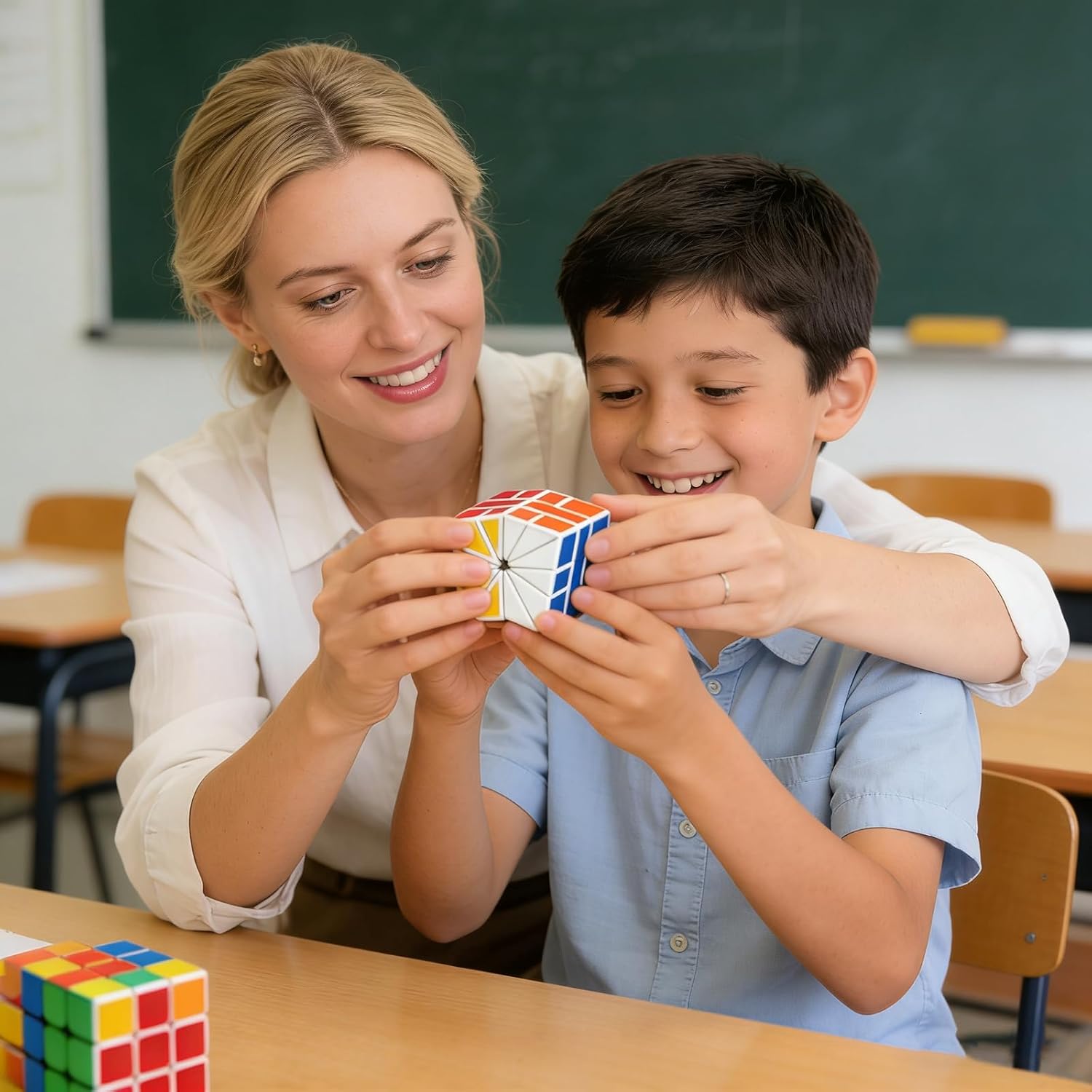 AI-YUN SQ2 Speed Cube, Square Two Magic Cube, Sticker Fan-Shaped Puzzle Cube Toys, White