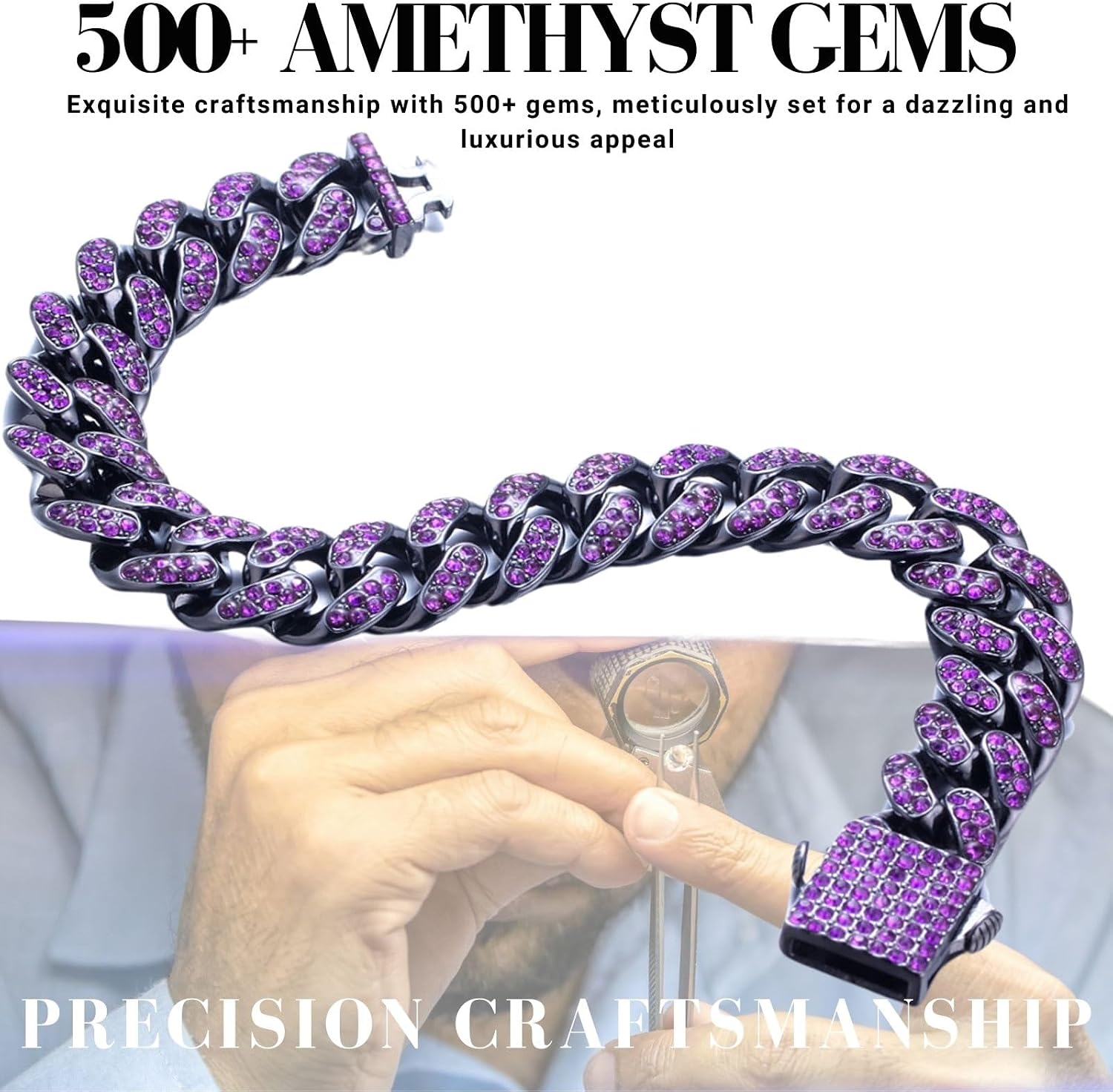 Halukakah Gold Chain for Men - The Royal - Iced Out 14/20MM Gold/Platinum White/Rose Gold/Rhodium Black Cuban Link Chain Necklace Bracelet Full Cz Diamond Cut Prong Set,Great Present Idea