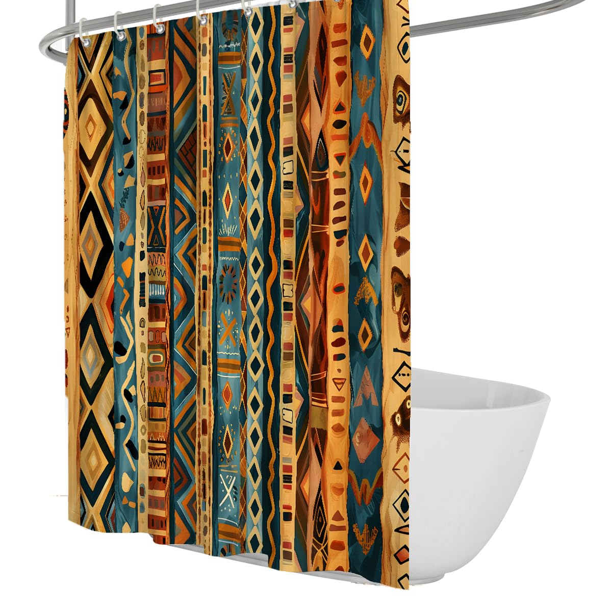 Southwest Tribal Duschvorhang Ethnisch geometrisch gestreiftes Badezimmerdekor Vintage-Western-Stoff-Duschvorhang Wasserdichtes Polyester 180 x 220 cm