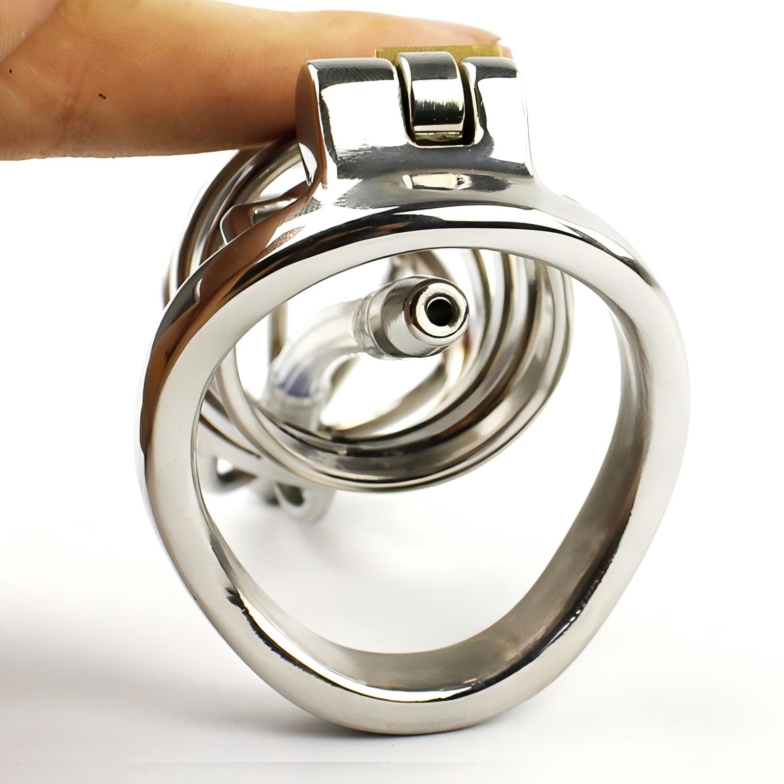 Cage de Chasteté pour Pénis avec Cathéter en Silicone Cage Chastetée en Métal avec Serrure Dissimulée pour le Bondage du Pénis de l'Homme Chastity Cage en Acier Courbé et Respirant (50mm)