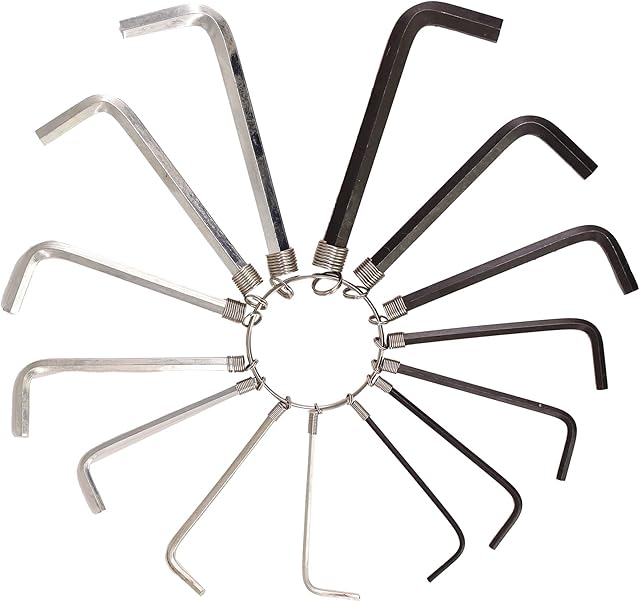 14 Piece HEX Key Allen Key Set ON A Convenient Metal Ring, Metric 2mm 2.5mm 3mm 4mm 5mm 6mm 1/16 5/64 3/32 5/32 3/16 & 7/32 (14 Piece Set)