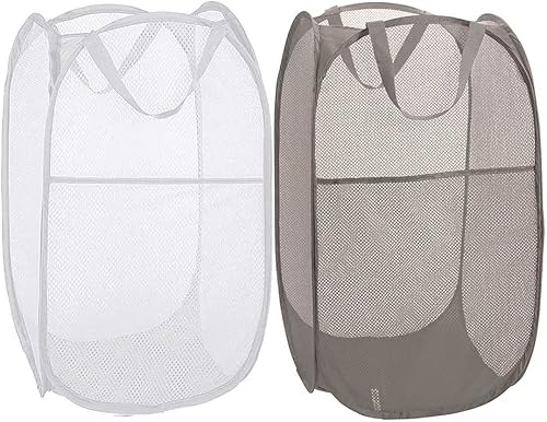 BATTOO Cesta plegable de malla fuerte de lujo con bolsillo lateral plegable para lavandería, baño, habitación de los niños, dormitorio universitario