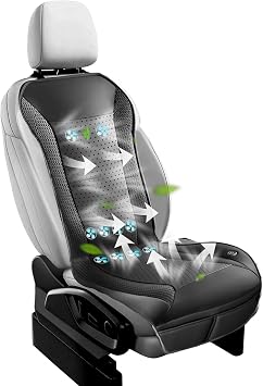 Upgraded 16 Fans Cooling Car Seat Cover Front Seat, Cooling Car Seat Cushion with Massage & Auto Stop/Start, 12V Ventilated Seat Cover for Car SUV Truck, Universal Seat Cooler BLACK-10 FANS