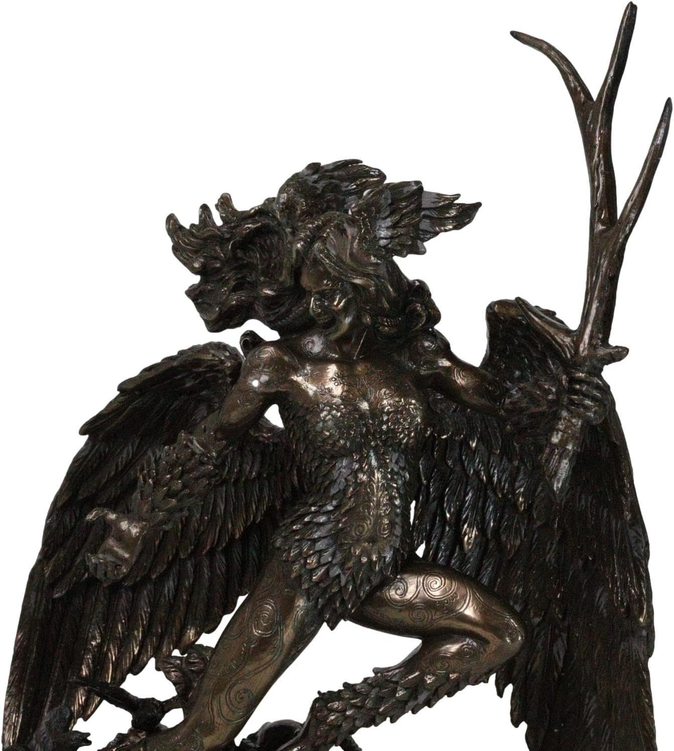 Ebros Gift Irish Celtic War Goddess Raven Crow Winged Morrigan with Antler Sword Decorative Figurine 10.75" Tall Phantom Queen Ulster Cycle Triple Goddess Sculpture