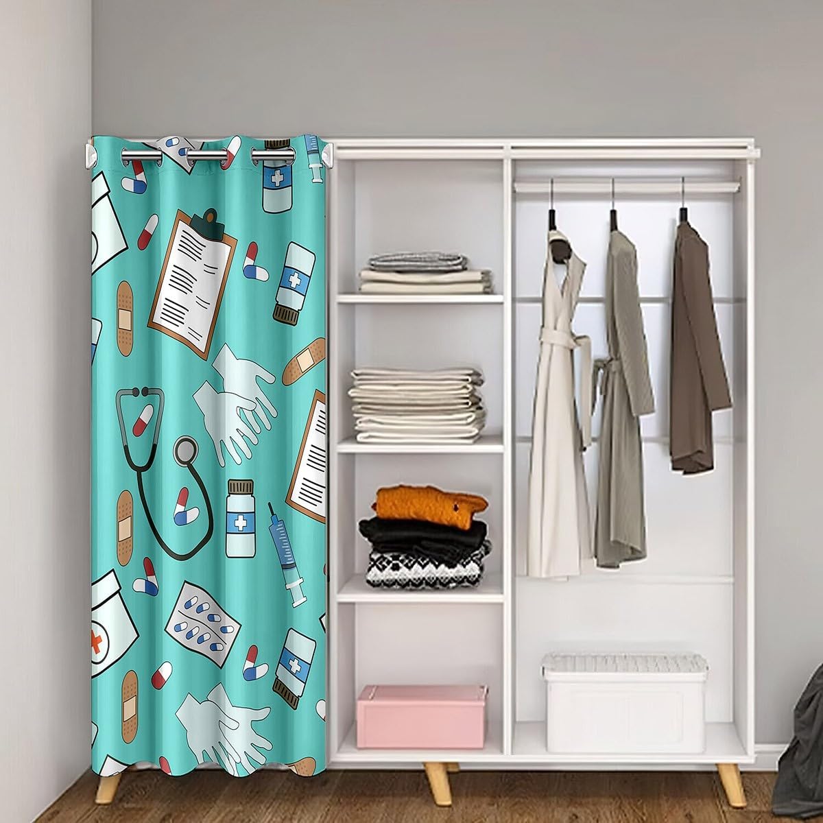 Doctor Nurse Gift Door Curtain Gifts Idea for Dentists Doctors Blackout Curtain for Girls Boys Kids Fashion Mint Green Doorway Curtain Doctor Gift Privacy Door Drape 1 Panel 34" W X 80" L