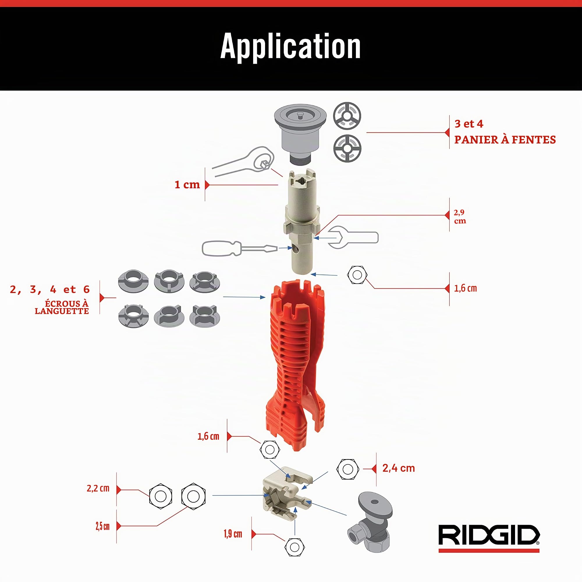 RIDGID 57003 EZ Clé de plomberie Outil d'installation et de retrait de robinet, orange