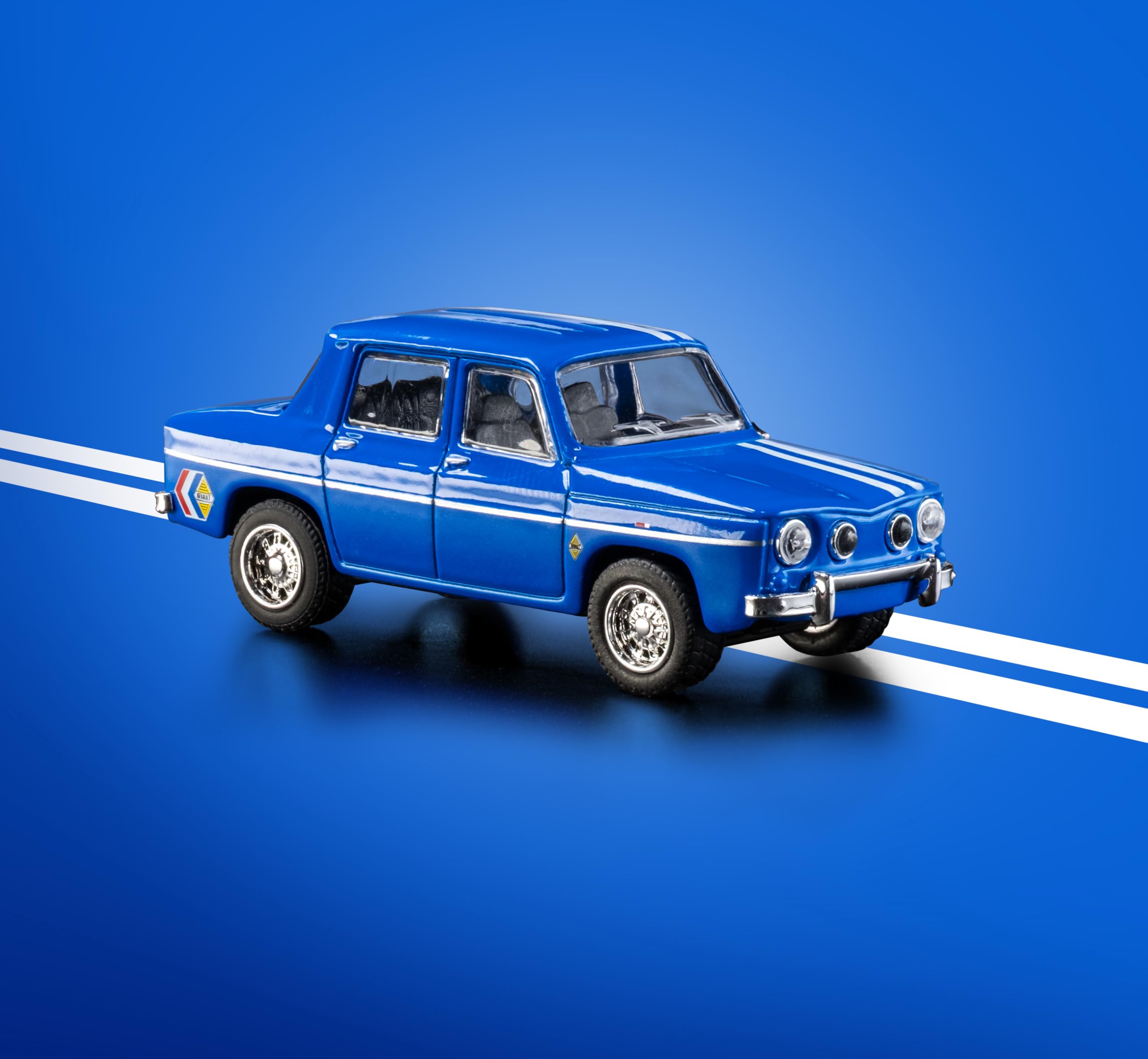 Majorette Auto Collection 1966 Renault R8 Gordini – samochód kolekcjonerski z metalową obudową, gumowymi oponami i case, szczegółowy model samochodu w skali 1:64, niebieski, dla kolekcjonerów i dzieci