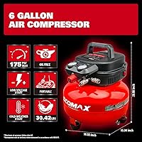 Vista 3 de Air Compressor, 6-Gallon Pancake Air Compressor with 25 FT Air Hose, MAX 175PSI Pressure/1.5HP, Compressor for Air Tools, Car Tires, Garage, and Shop