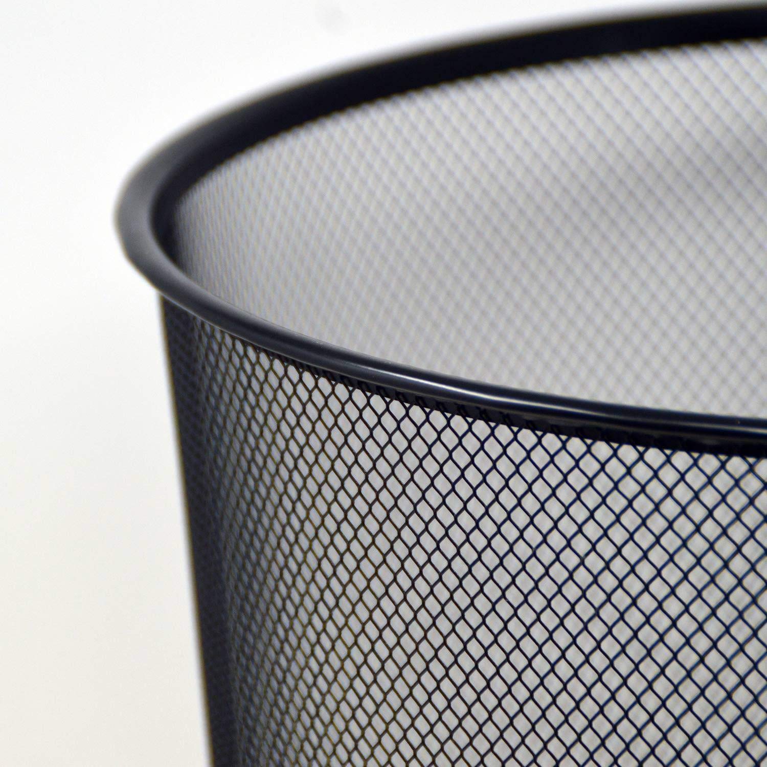 DRULINE Papierkorb Metall Mülleimer Büro 19 Liter Ø 29,5 cm Höhe 35 cm 10x Schwarz