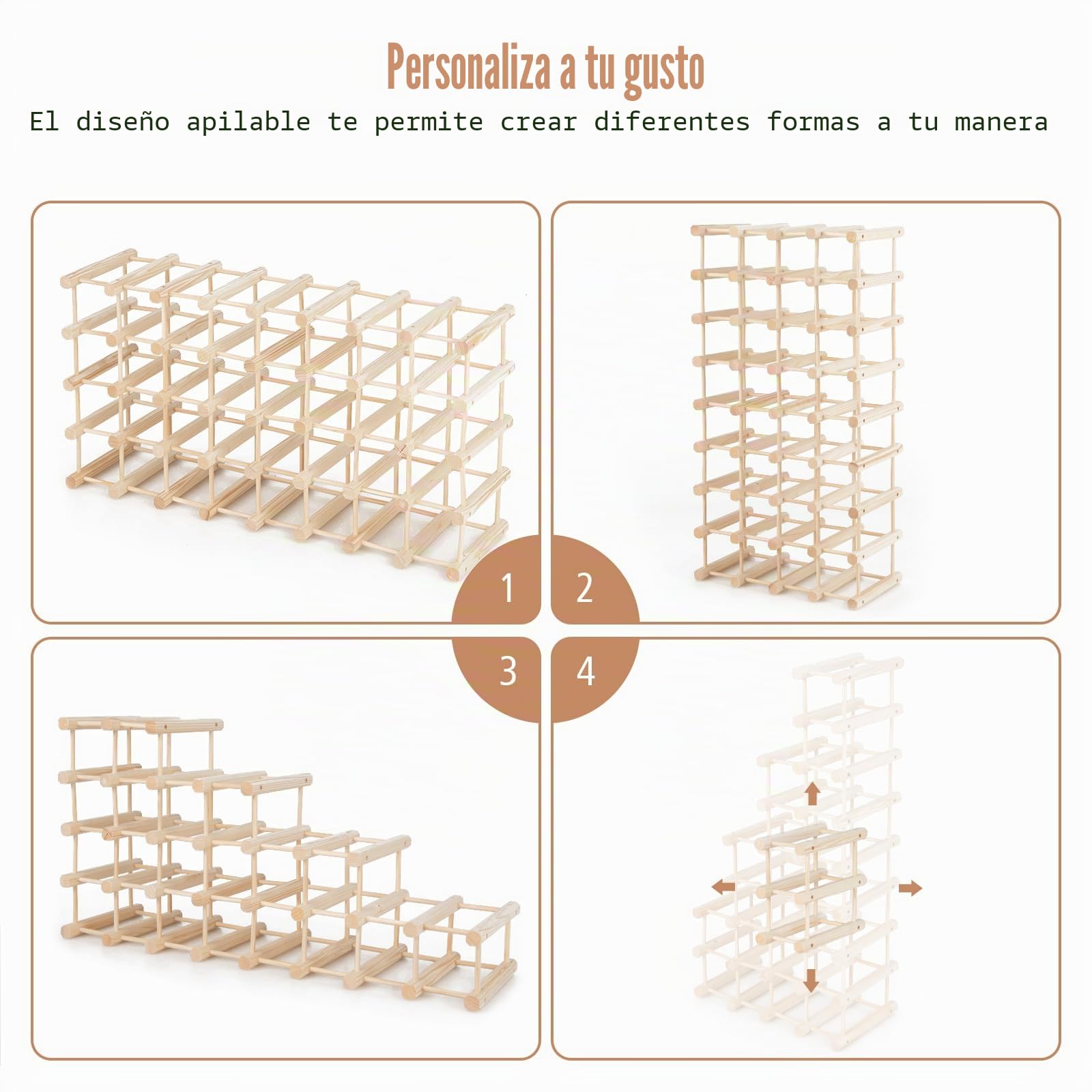KOMFOTTEU Botellero de Madera para 40 Botellas para Cocina, Comedor, Bodega
