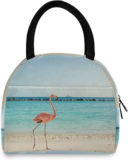 PIXIUXIU Borsa termica per il pranzo con fenicottero animale e stampa mare impermeabile portatile borsa da picnic borsa pranzo organizzatore per donne, adulti e studenti