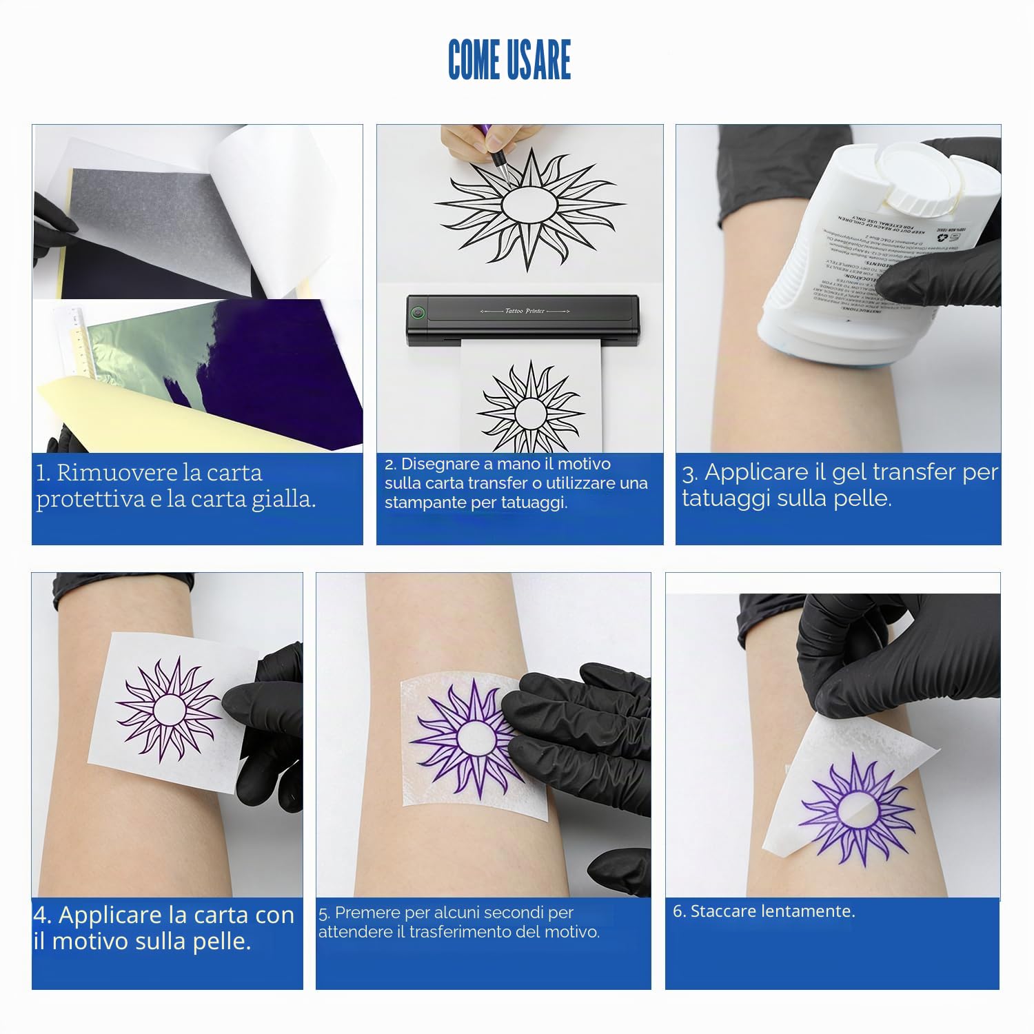 100 Fogli Carta per trasferimento di tatuaggi, Tattoo Transfer Paper A4 Carta per stencil per tatuaggio Carta per trasferimento di stencil termica per tatuaggi Carbon Tracing Paper