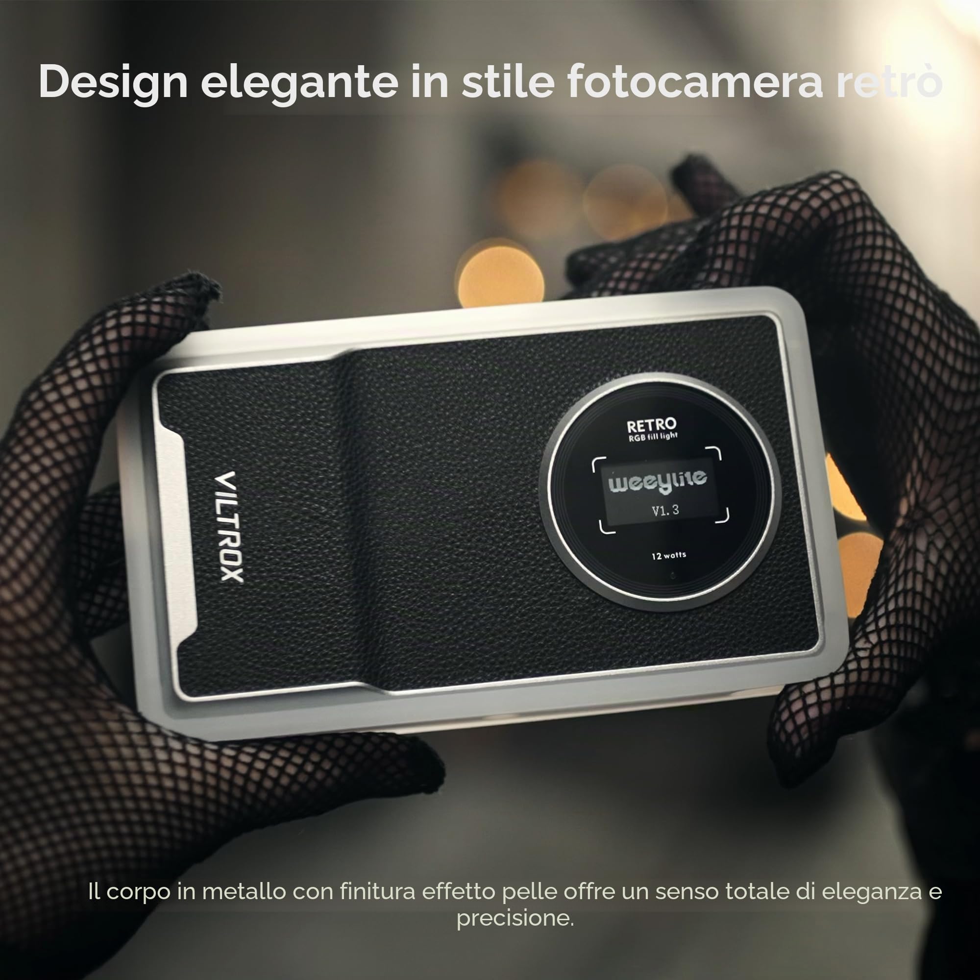 VILTROX Retro12X Luce Video RGB, Luce Led Fotografia con Batteria da 22Wh 3000mAh, Pannello Luce LED da Dimmerabile 2500K-8500K, CRI 95+ per Tiktok/Foto di Prodotti/videocamere DSLR, Fotografia