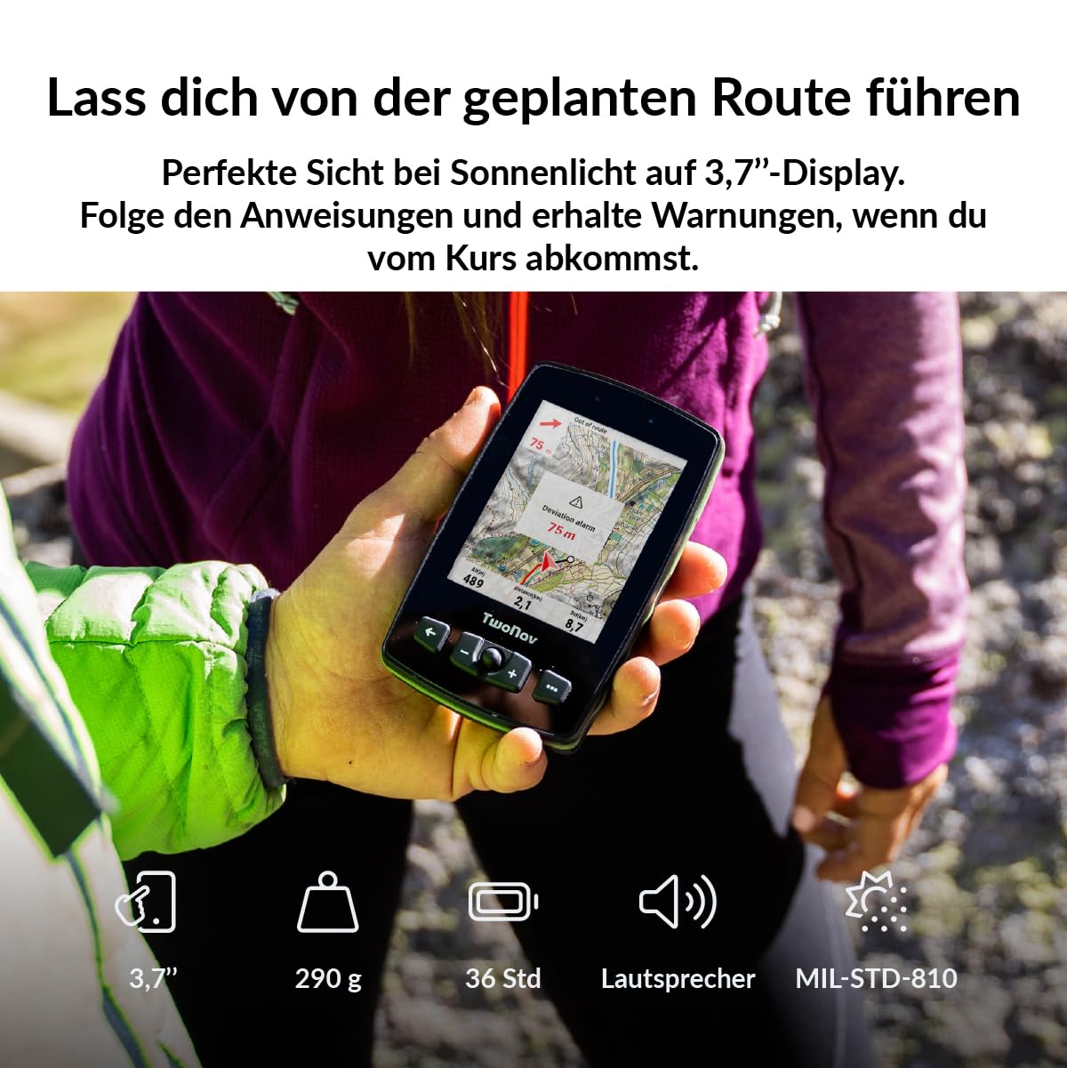 TwoNav Aventura 2 Plus (32 GB) + MicroSD (128 GB) + Karte Full Deutchland BKG Topo 1:25000 installiert, Outdoor Handheld-GPS mit 3,7-Zoll-Breitbild, Tasten und Joystick für Bergsteigen
