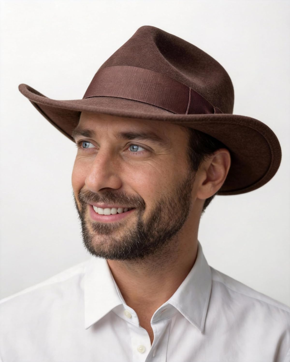Wool Felt Crushable Cowboy Fedora Outback Hat Water Repellent - Image 6