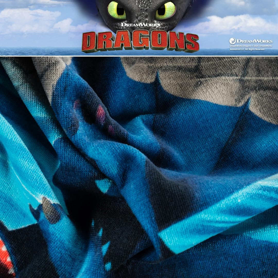 How to Train Your Dragon Toothless Kids Super Soft Cotton Bath/Pool/Beach Towel, 58 in x 28 in, (Offically Licensed Product) by Franco