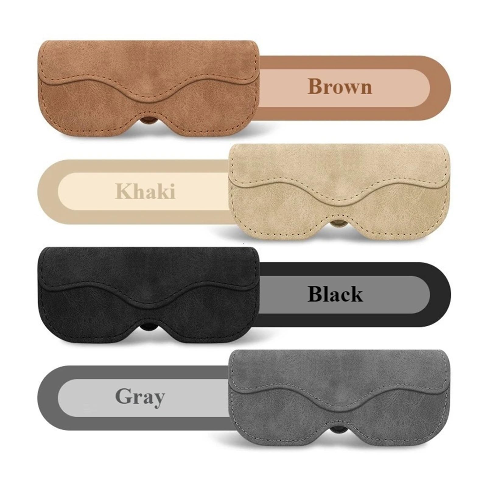 Portagafas con Clip para Coche Estuche De Cuero Gamuza para Gafas Coche Cierre Automático Antideslizante Soporte para Clips Magnéticos Multifuncionales(Brown)