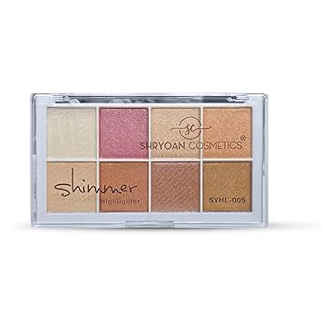 Shryoan Shimmer Highlighter Powder | Highly Pigmented & Long Lasting Multi-Colored Palette | Light Coverage for Natural Finish |Silicone-Free (12.0 gram) (Shade 2)