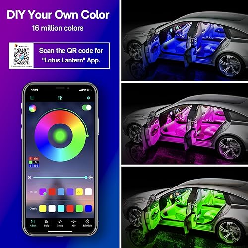 Miniatura 2 de Luces LED para coche tira de luces de coche accesorios de coche sincronización de música ultra brillante control de aplicaciones inteligentes