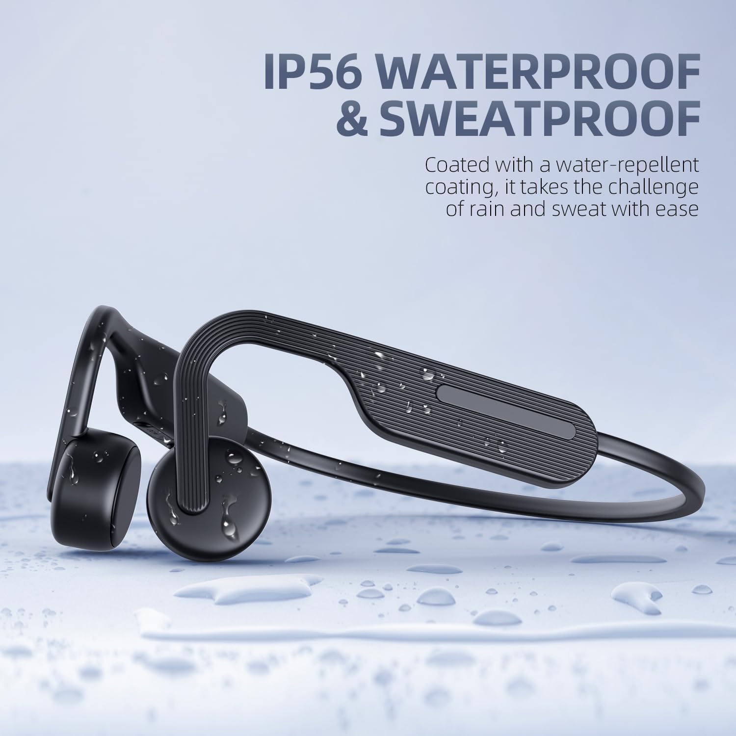 X14 - Auriculares Bluetooth 5.3 de conducción ósea, negros, inalámbricos para correr, deportes al aire libre