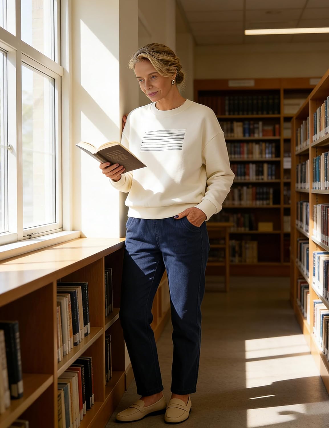 Soojun Women's Elastic Waist Jeans Stretch Pull On Pants - Image 9