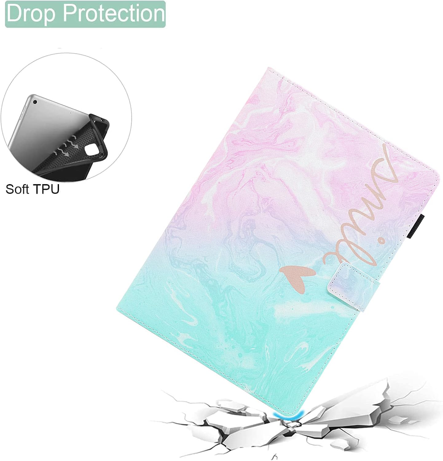 BYCeKe Compatible for iPad 6th/5th Generation Case iPad Air 2 / iPad Air 1 Case PU Leather Stand Cover Multi-Angles Viewing Flip Cover w/Auto Wake/Sleep for iPad Pro 9.7 inch 2018 2017 - Image 3