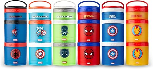 Miniatura 7 de Whiskware Marvel - Recipientes apilables para bebés, niños y niños pequeños, 3 tazas apilables para aperitivos para la escuela o viajes, aptos para