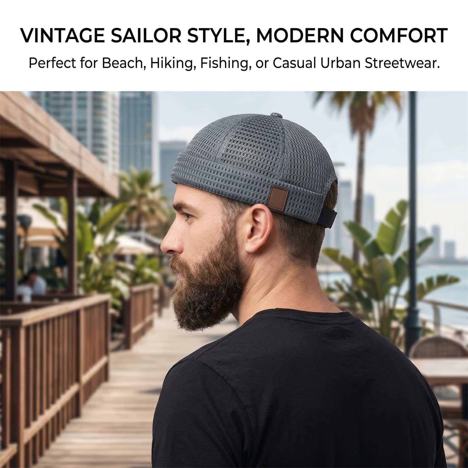 Tyiiplus Hat, Men's Breathable Brimless Docker Hat – Lightweight Mesh Skull Cap for Summer Outdoor Wear — view 6
