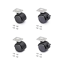 Emuca 2036717 Set di 4 Rotelle Pivotanti Nere per Mobile con Piastra di Assemblaggio e Cuscinetto a Sfere, Diametro 40 mm, 40mm