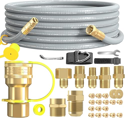 Manguera de gas natural de 12 pies y 12 pulgada de diámetro interior con conexión rápida para barbacoa, parrilla, horno de pizza, calentador de