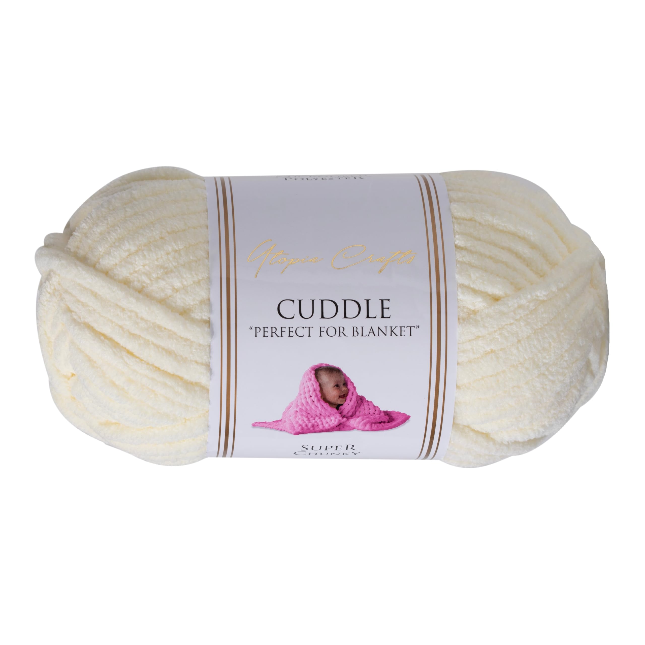 Utopia Crafts Cuddle Super Chunky Chenille Yarn Cream, 100g 60m Ball, Fluffy, Soft & Easy to Use - Image 2