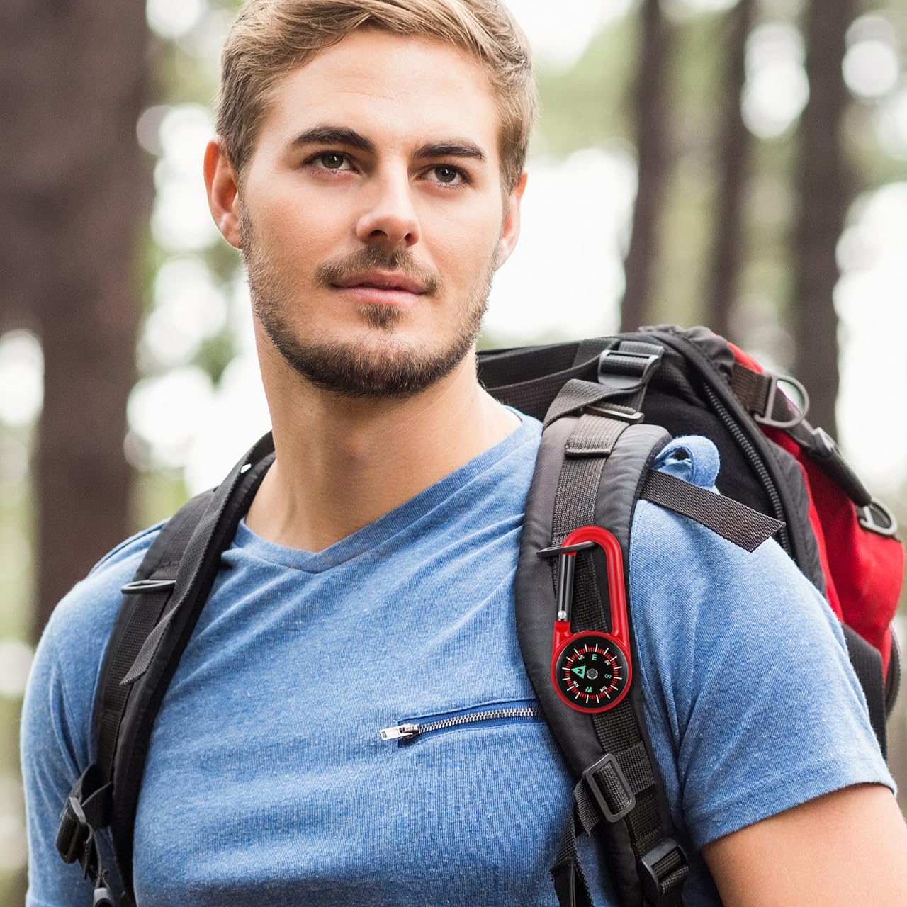 STOBOK 24pcs Keychain Compass Metal Carabiner Compass Small Pocket Clip On Compass Portable Mini Compass Keychain for Outdoor Hiking Camping Emergency Backpacking | Carabiner for Kids, Classroom Rewards, Treasure Box Fillers, Camping, Hiking, Party Favors (6 Colors)