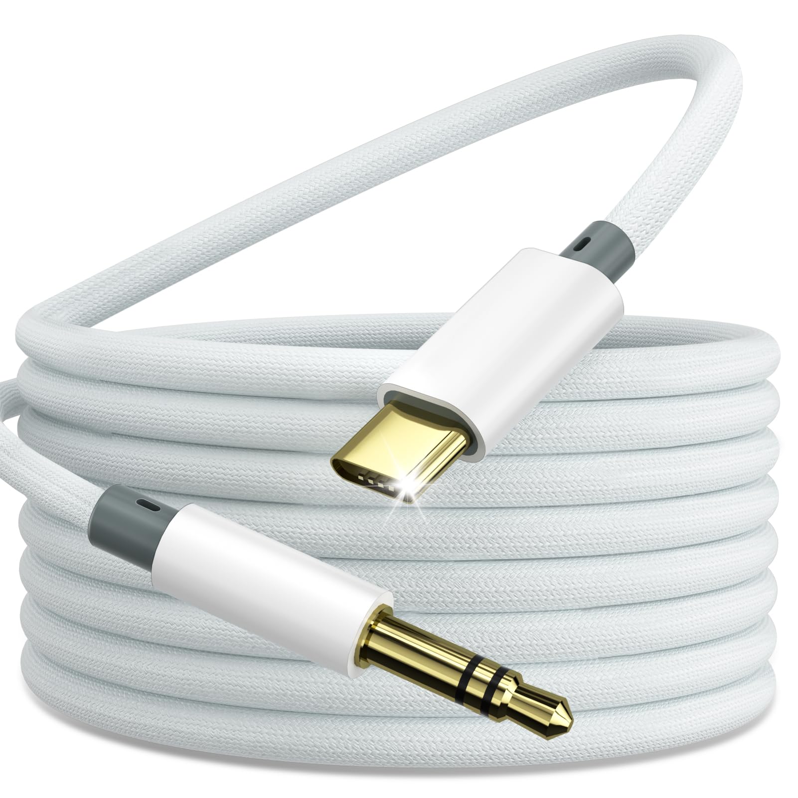 DAC USB-C à 3,5 mm pour iPhone 16/15 Pro Max, Galaxy S24/S23/S22 Ultra - Câble Audio Blanc