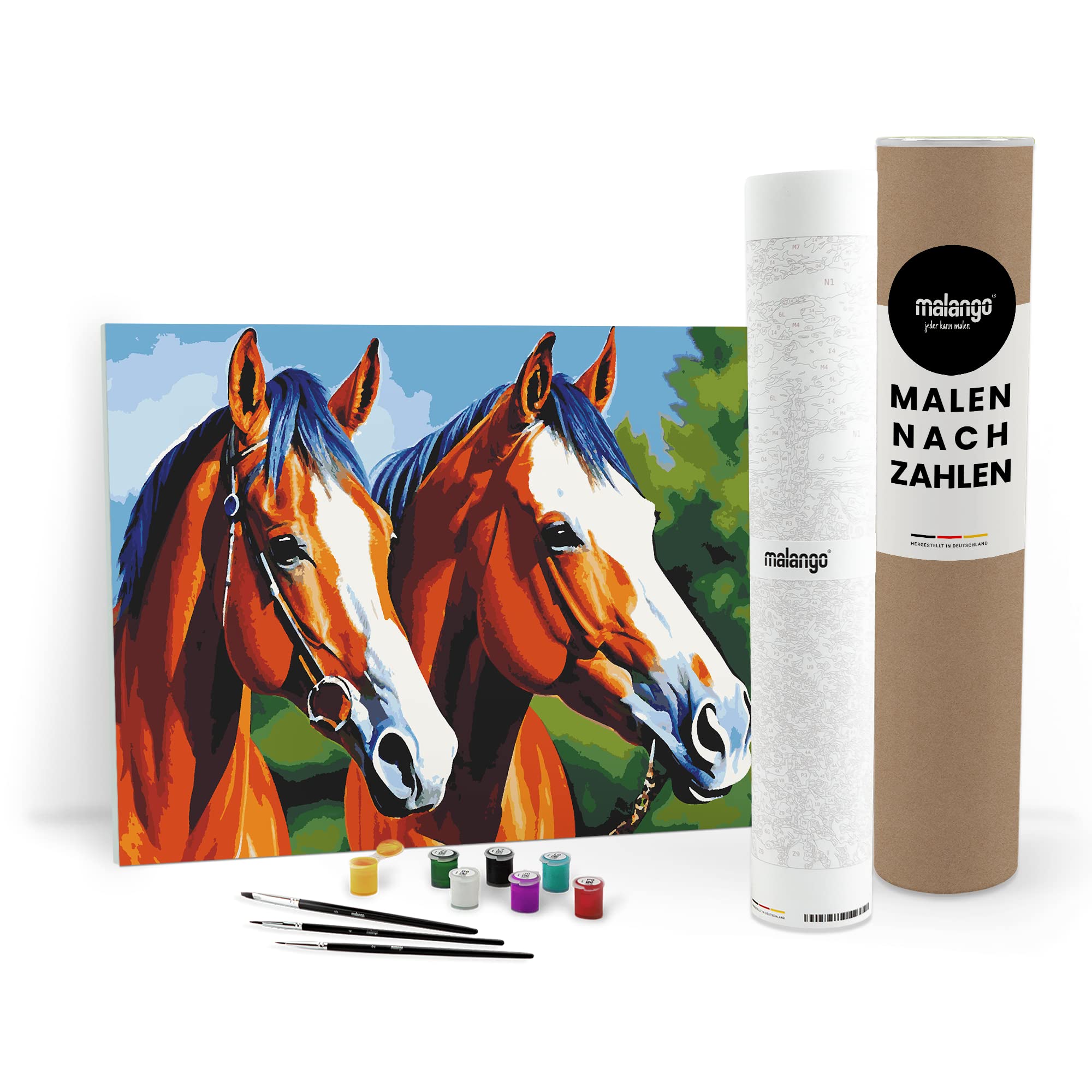 Malen nach Zahlen Erwachsene - Pferde Pegasus und Penelope 90 x 60 cm groß XL Premium-Malset ohne Rahmen, Hergestellt in unserer Produktion in Deutschland, Kreative