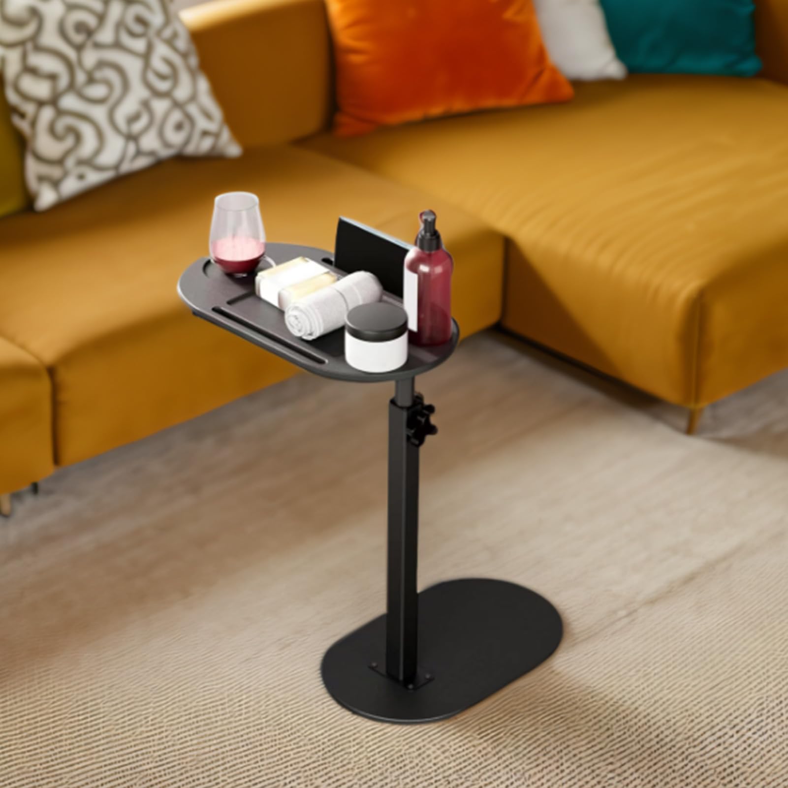 Ejoyous mesa auxiliar giratoria 360 grados para sofá, mesita de noche, mesa de cama, portátil, madera