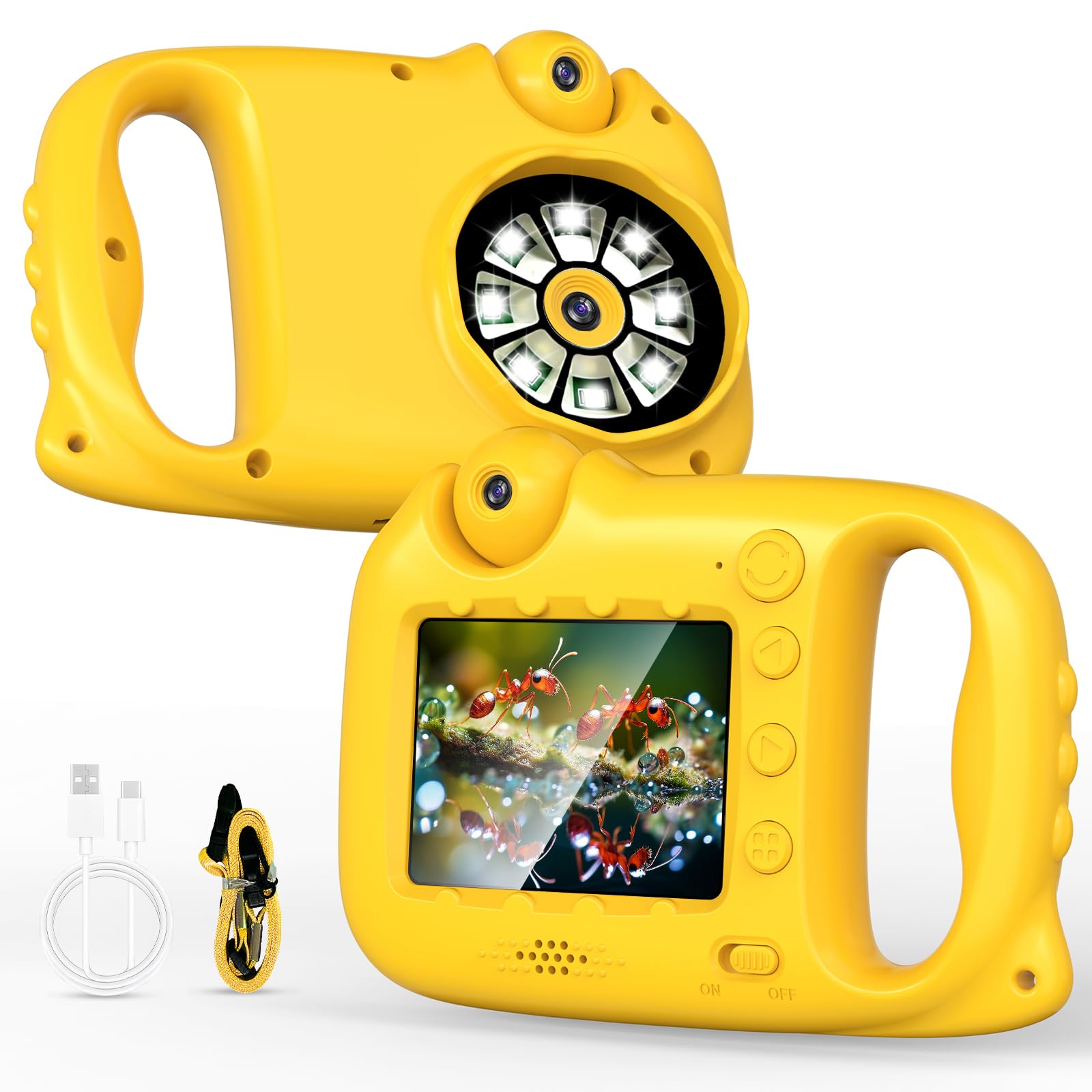 Microscope,Kids Camera,2in1,1000x Handheld Digital Microscope For Kids,1080P Video Camcorder,2.4" IPS Screen,Christmas Birthday Gifts Toys for Boys & Girls Aged 3-12