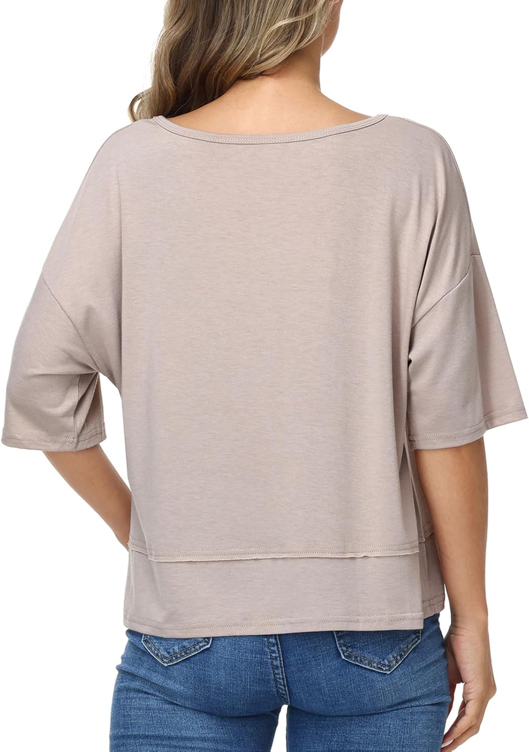 Women's V Neck T Shirts Summer Short Sleeve Tees Tops Casual Flowy Loose Fit Basic Tshirt - Image 5