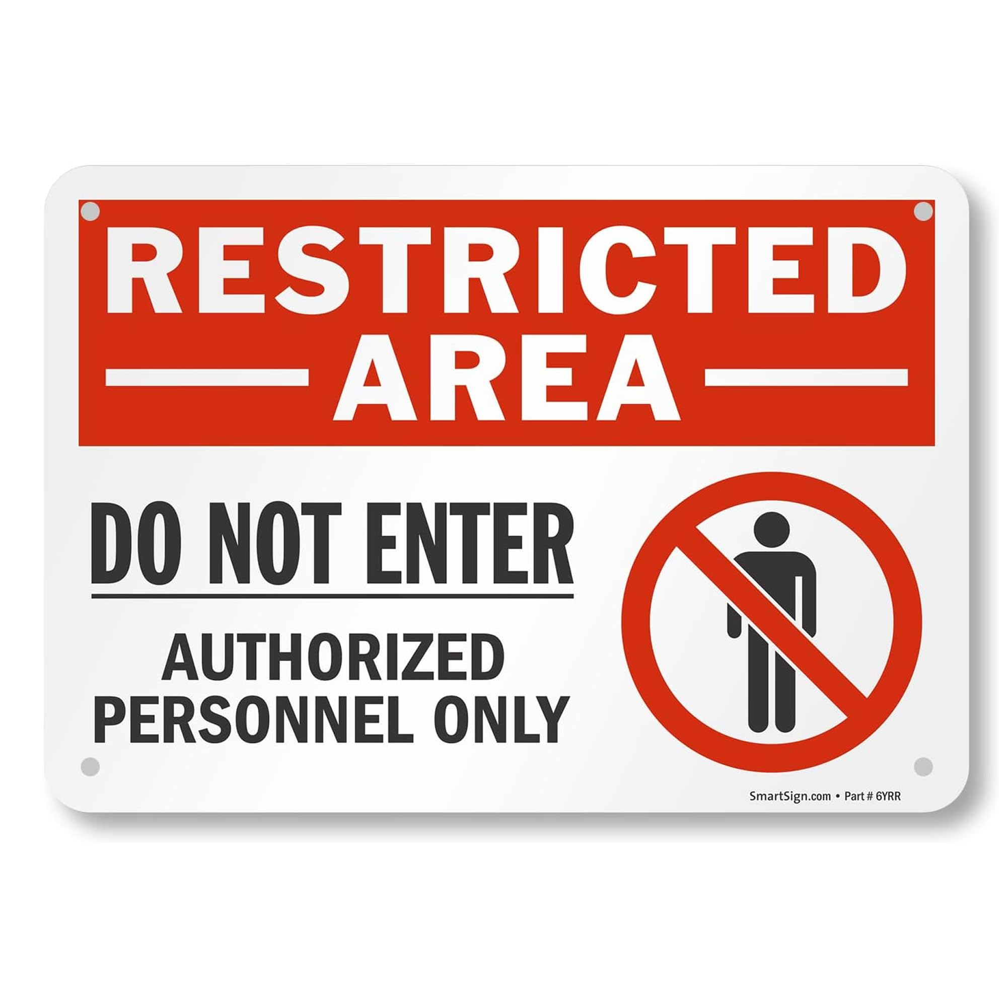 SmartSign 10 x 14 inch “Restricted Area - Do Not Enter, Authorized Personnel Only” OSHA Metal Sign, 40 mil Laminated Rustproof Aluminum, Red, Black and White, Made in USA