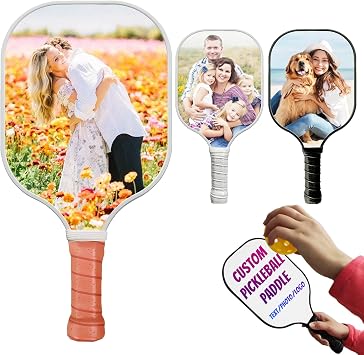 Custom Pickleball Paddles with Photo Text Logo, Personalized Pickleball Paddles with Comfort Grip, Personalized Gifts for Beginners