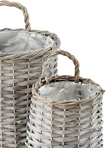 Miniatura 6 de AuldHome - Cestas de jacinto de agua (juego de 2) cestas de puerta rústicas tejidas para colgar en la pared, tamaño pequeño y mediano