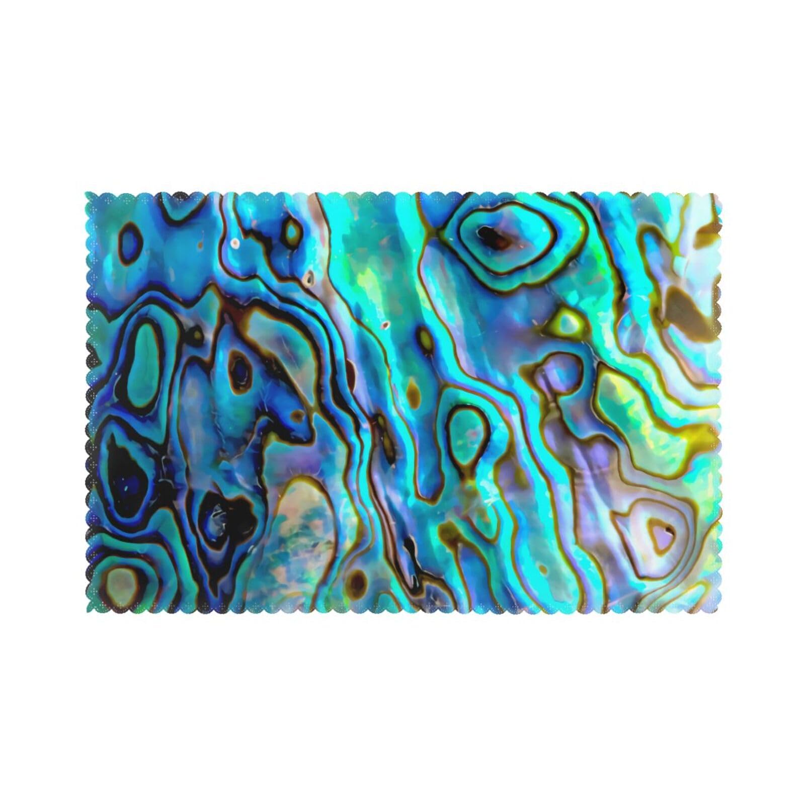 Asbwuo As Pic Abalone Shell Placemats Set Of 6 - Heat Resistant Table Mats For Dining | 12X18 Inch Kitchen Mats