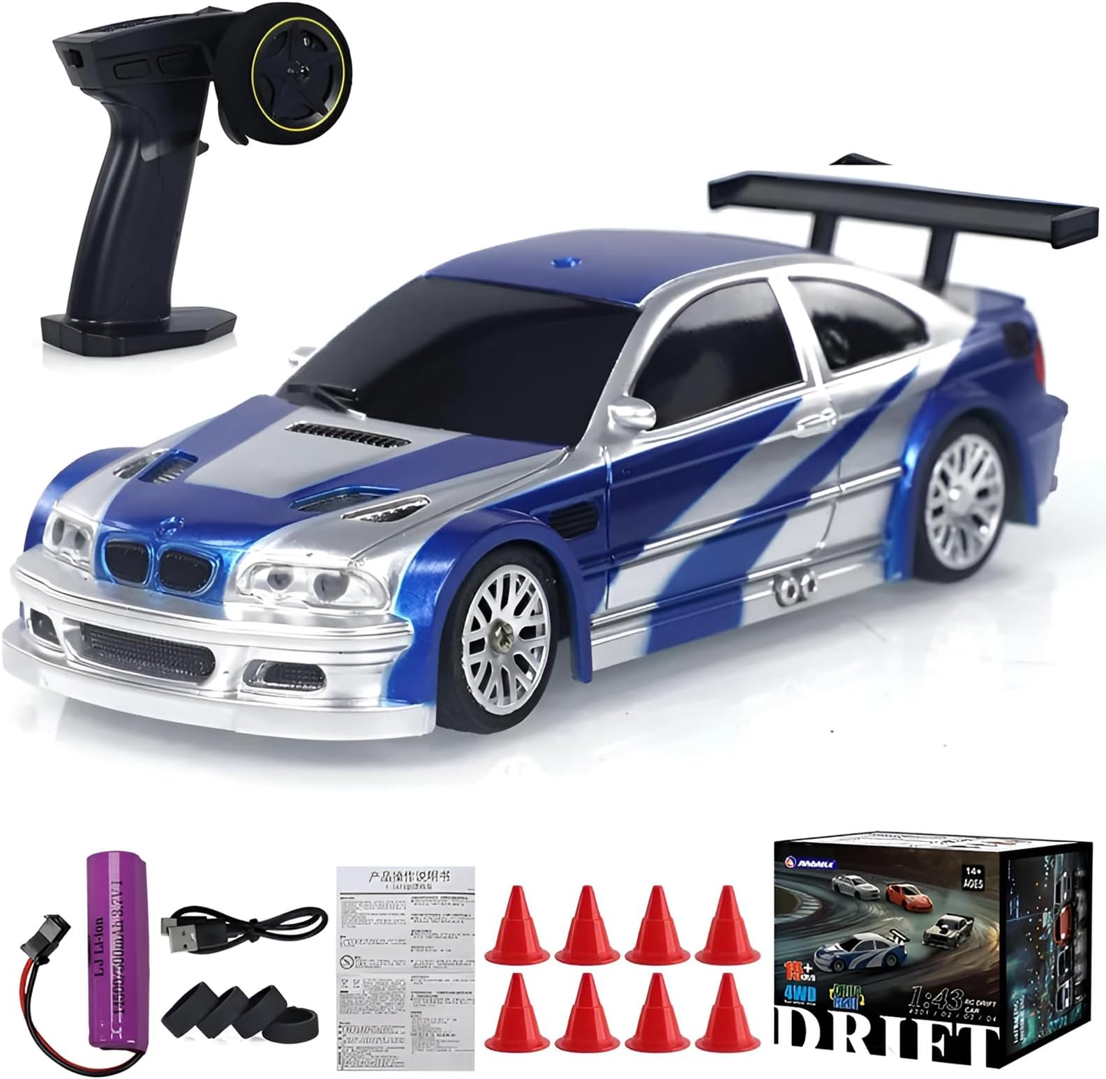 Remote Control Car, 2.4GHz High Speed 15KM/H RC Cars Toys,1/43 Scale Mini RC Drift Car, RTR Mini Racing Vehicle for Adults - Indoor/Outdoor Use (4301 1Battery Box)