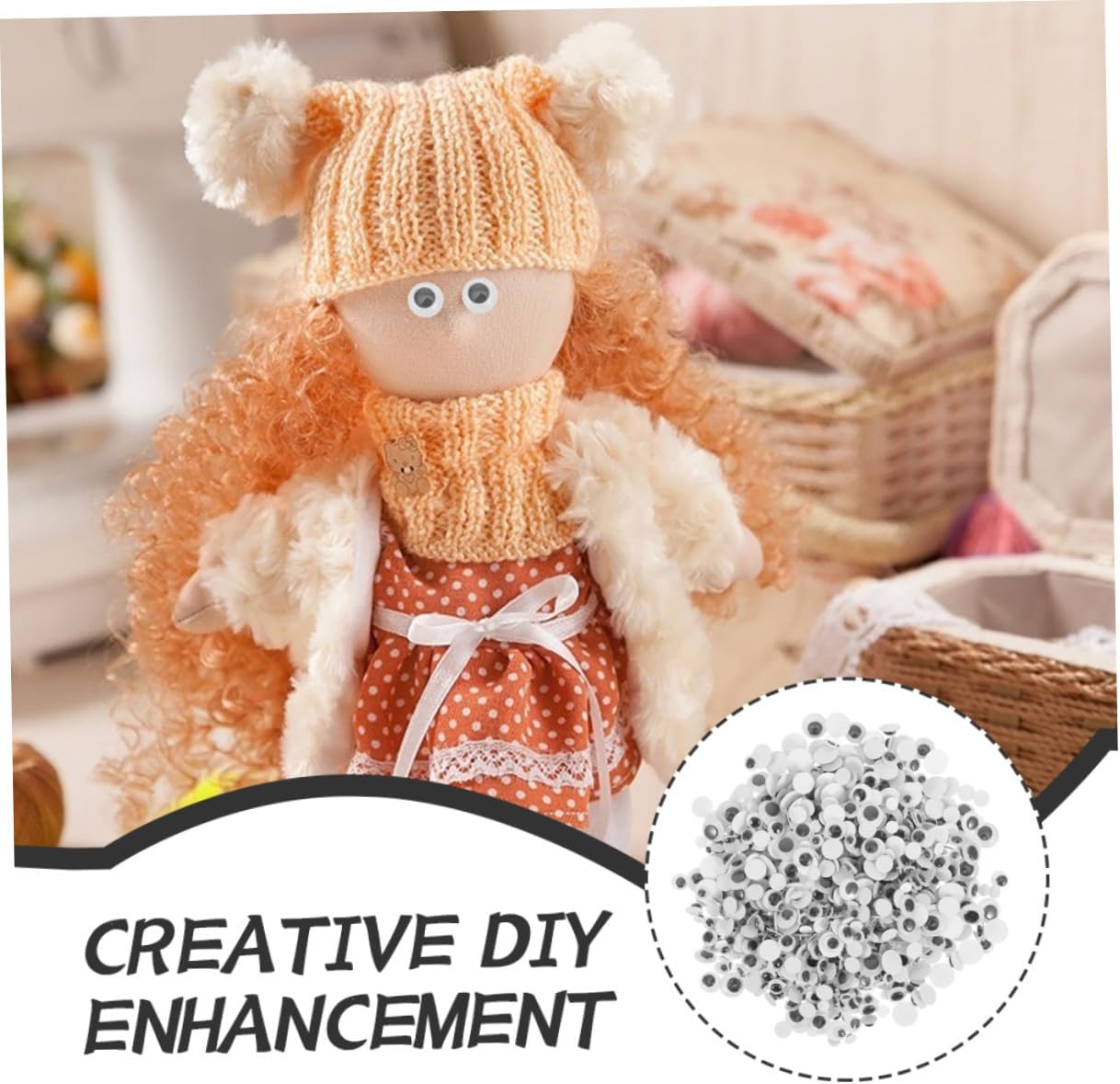 ULDIGI 500 Pcs Self-Adhesive Wiggle Googly Eyes Plastic Eyeballs for Crafts DIY Doll Making Scrapbooking Stickers Fun Plastic Eye Balls for Paper Cloth