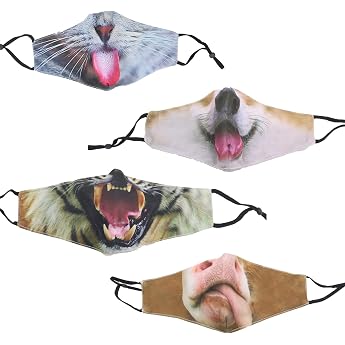 Animal Mask, Set of 4, Disguise Mask, Cat, Dog, Tiger, Cow, Masquerade, Halloween Party