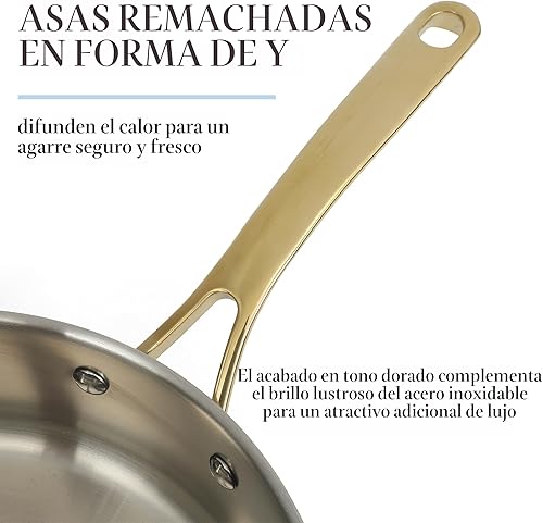 Miniatura 5 de Martha Stewart Castelle - Juego de 10 piezas de ollas y sartenes de acero inoxidable 188 duradero seguro para inducción, juego de utensilios de