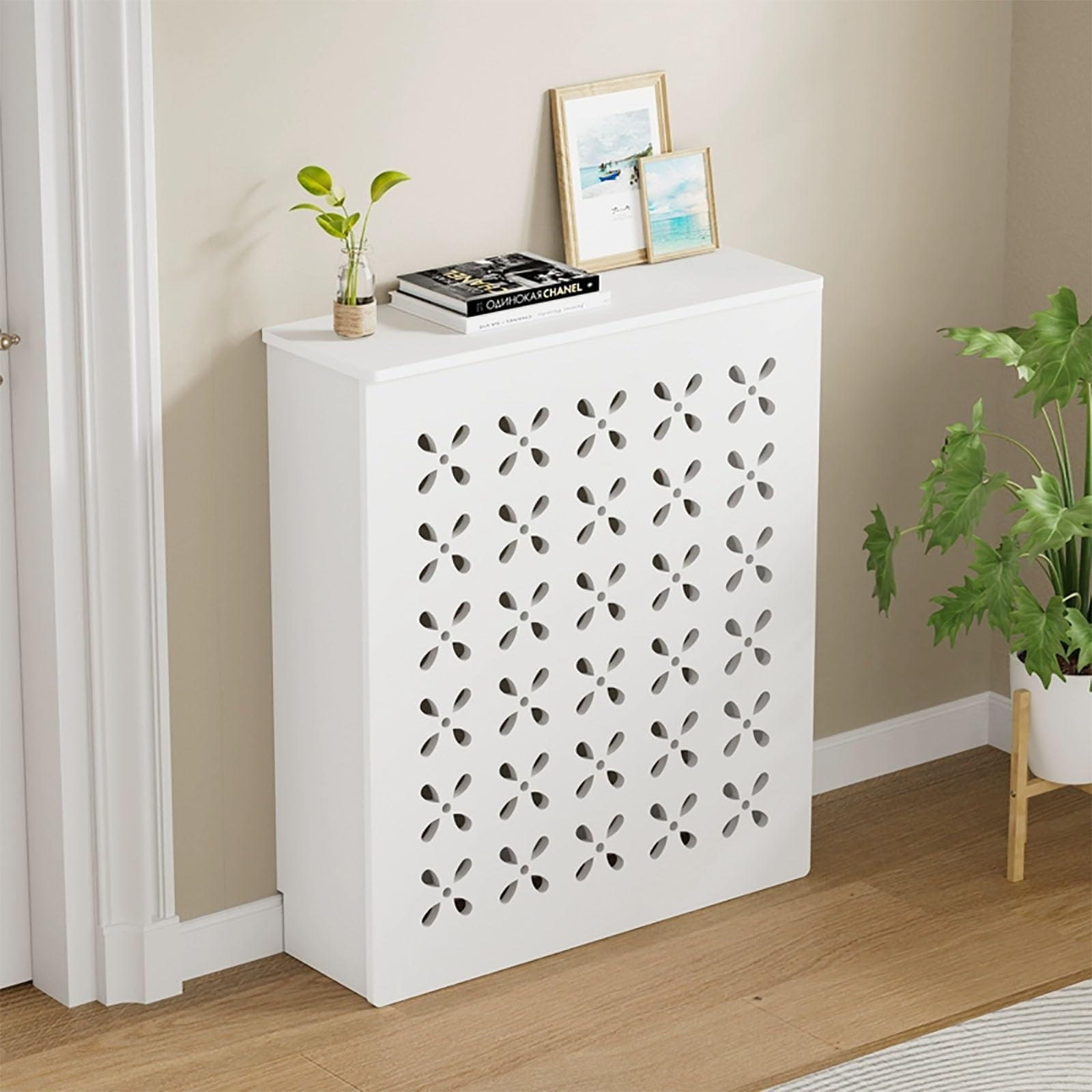 Modern Radiator Cover Heating Decorative Shelf Top Heater Cover for Radiators Heater Heating Cabinet Shelf Heater Covers Cabinet Hide Cluttered Pipes Breathable Stable(27.6x31.5x5.9 in)