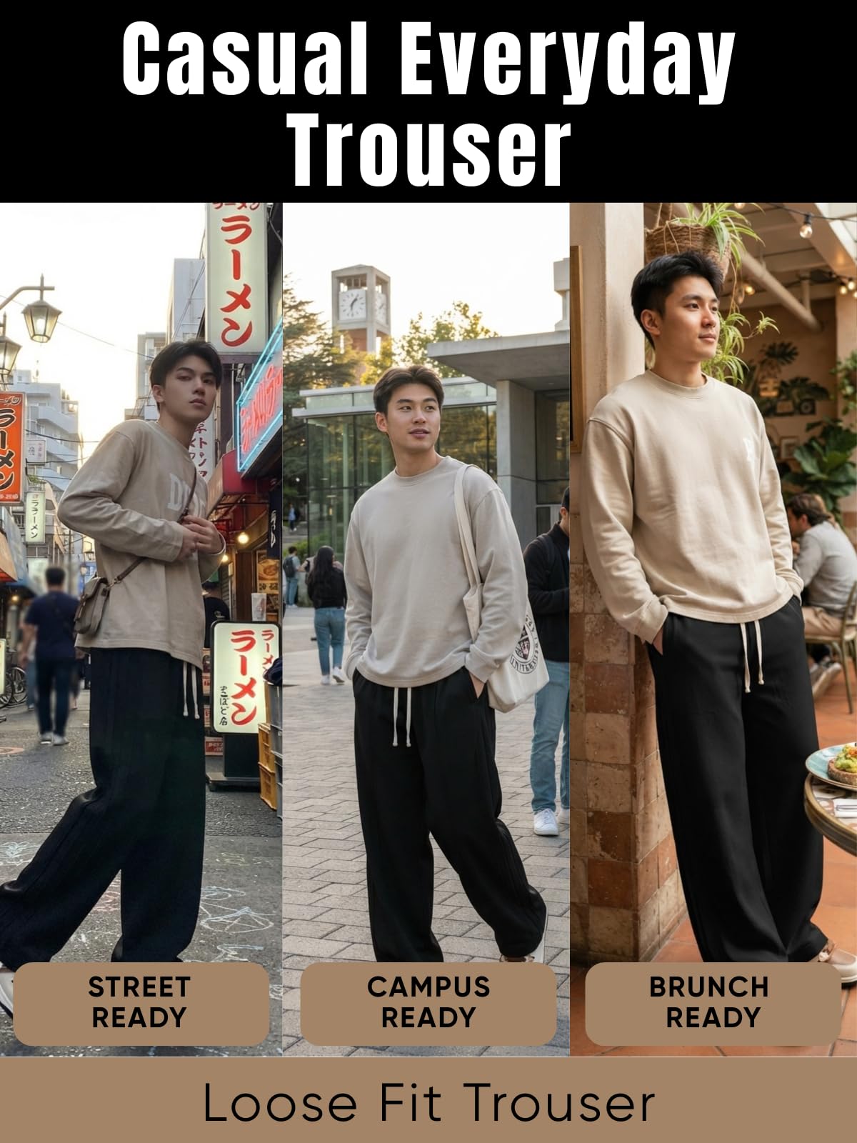 GRECIILOOKS Pantalones de entrenamiento cargo para hombre, cintura media, licra, holgados, estilo coreano, ropa de viaje y salón con bolsillos, 2 unidades