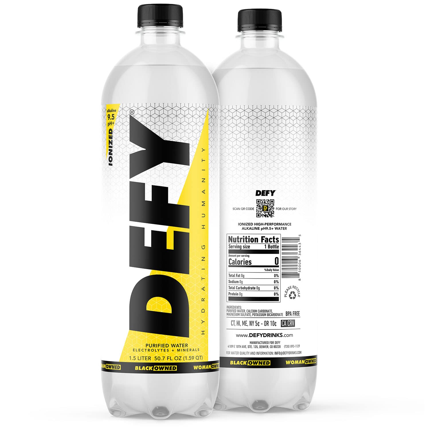 defy bac water Ionized Alkaline pH9.5+ Water, High Performance Purified Infused with Electrolytes & Minerals, 1.5 L Grocery Fat Metabolism