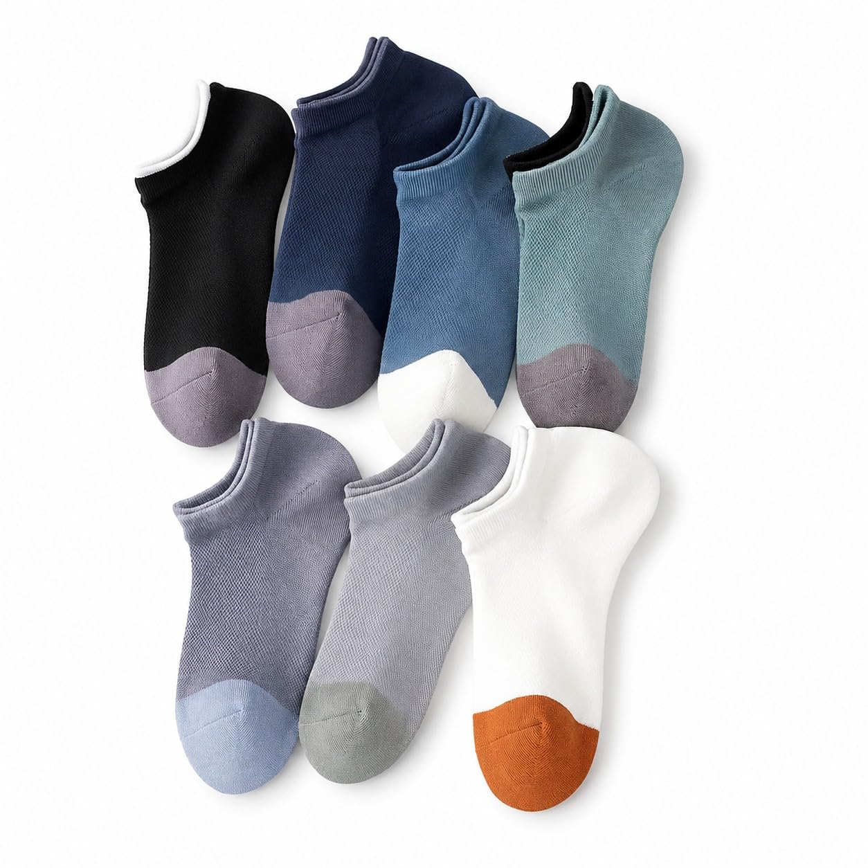 Low Cut Ankle Socks for Men & Women, Soft Cotton No Show Invisible Socks, Multicolor Unisex Footies for Gym, Running, Walking, Office Shoes & Daily Casual Wear (Pack of 7)-image-42