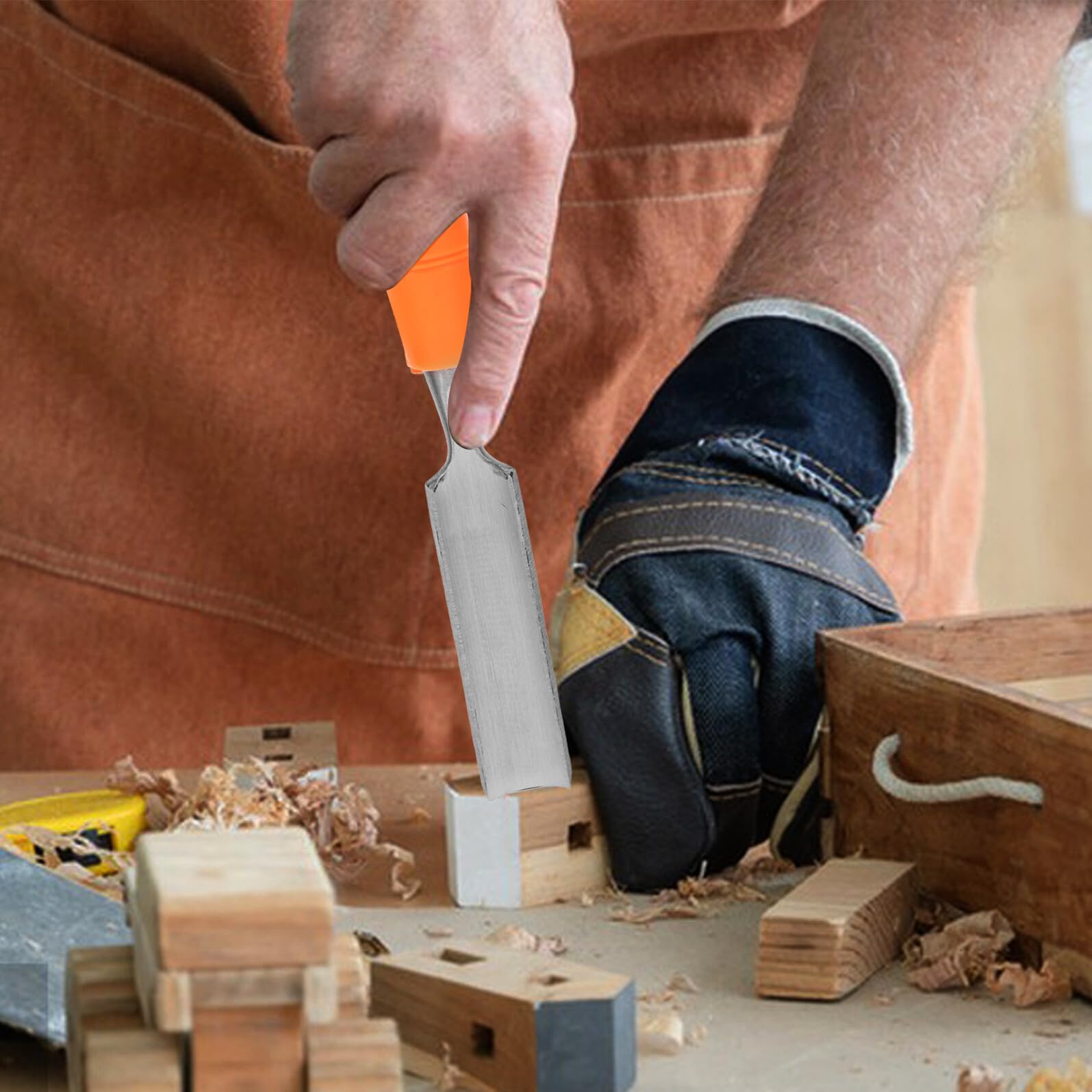 Ensemble de 4 Ciseaux à Sculpter le Bois en Acier, Spatule Plate